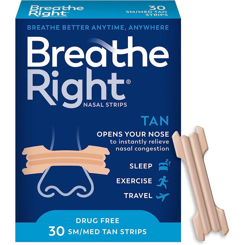 Breathe Right Breathe Right Nasal Strips Original Tan Small/Medium Health & Beauty White Smoke
