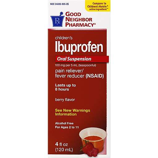 Good Neighbor Pharmacy Good Neighbor Pharmacy GNP Ibuprofen Child Suspension Berry Flavor 4 Oz Baking Flavors & Extracts Dark Red
