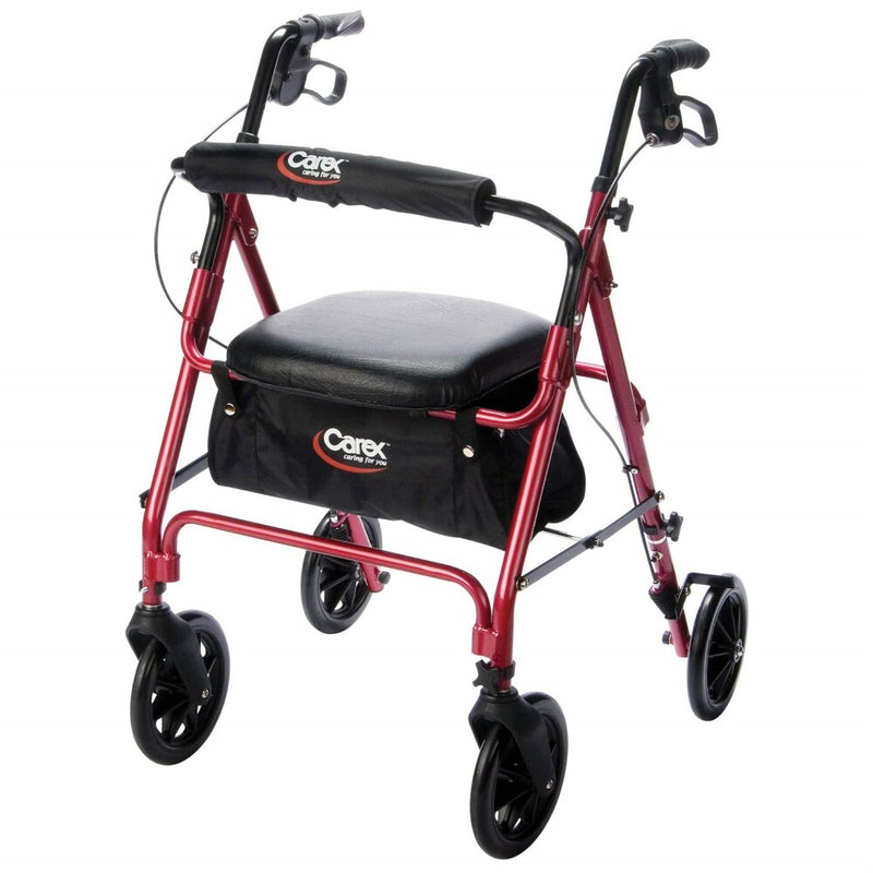 Carex Premium Aluminum Rolling Walker with Large 8" Wheels – Foldable Rollator with Seat Walkers White Smoke