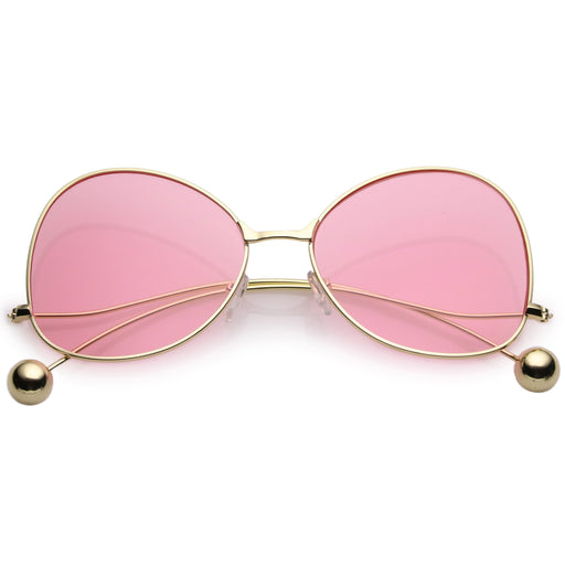 zeroUV Women's Retro Oversize Butterfly Shape Color Tone Lens Sunglasses C443 Sunglasses White Smoke Gold Pink