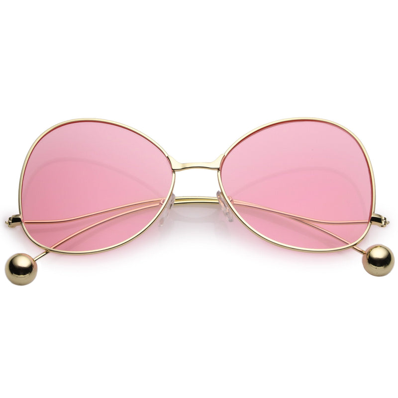 zeroUV Women's Retro Oversize Butterfly Shape Color Tone Lens Sunglasses C443 Sunglasses White Smoke Gold Yellow,Gold Pink,Gold Blue,Gold Purple,Gold Peach,Gold Green