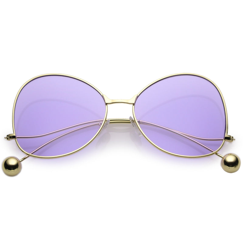zeroUV Women's Retro Oversize Butterfly Shape Color Tone Lens Sunglasses C443 Sunglasses White Smoke Gold Purple
