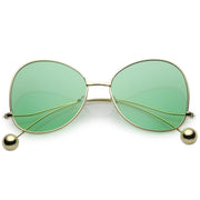zeroUV Women's Retro Oversize Butterfly Shape Color Tone Lens Sunglasses C443 Sunglasses White Smoke Gold Green