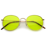 zeroUV Retro Fashion Round Color Tone Colors Flat Lens Sunglasses C437 Sunglasses White Smoke Gold Yellow