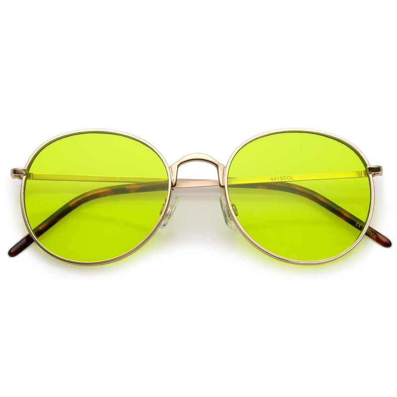 zeroUV Retro Fashion Round Color Tone Colors Flat Lens Sunglasses C437 Sunglasses White Smoke Gold Yellow