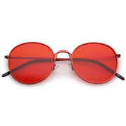 zeroUV Retro Fashion Round Color Tone Colors Flat Lens Sunglasses C437 Sunglasses White Smoke Red Red