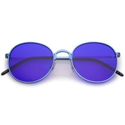 zeroUV Retro Fashion Round Color Tone Colors Flat Lens Sunglasses C437 Sunglasses White Smoke Blue Blue
