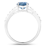 Bids.com 1.90 Carat Genuine Blue Sapphire and White Diamond 14K White Gold Ring Rings White Smoke size 7.00,size 6.00,size 8.00