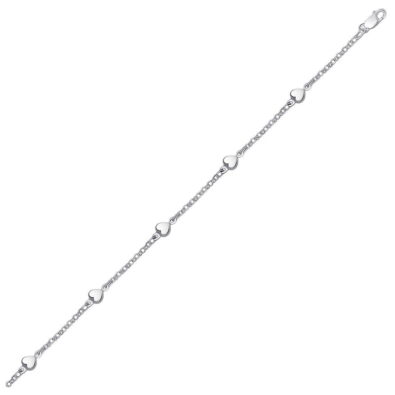 Bids.com 14k White Gold Anklet with Puffed Heart Design Accessories White Smoke 10 / White Gold