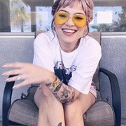 zeroUV Retro Color Tone Color Flat Lens Aviator Sunglasses A967 Sunglasses Lavender Blush Silver Yellow,Silver Red,Gold Orange,Gold Pink,Gold Blue,Gold Purple