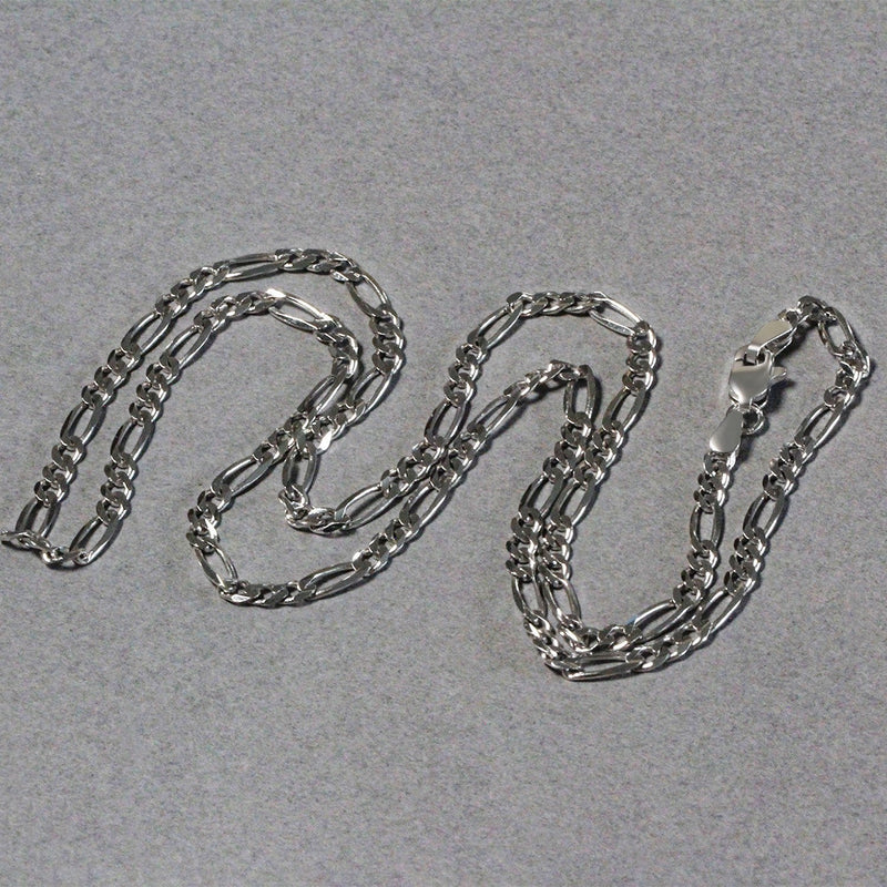Bids.com 3.0mm 14k White Gold Solid Figaro Chain Necklaces Dark Gray 18 / White Gold,20 / White Gold,22 / White Gold,24 / White Gold