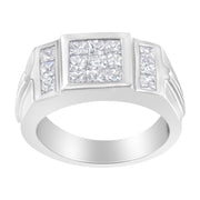 Bids.com Men's 14K White Gold Diamond Cluster Ring (2 cttw, G-H Color, SI1-SI2 Clarity) Rings White Smoke 10 / White.Gold