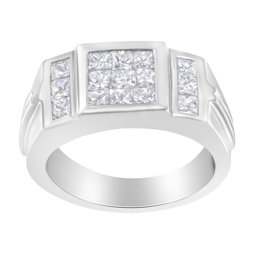 Bids.com Men's 14K White Gold Diamond Cluster Ring (2 cttw, G-H Color, SI1-SI2 Clarity) Rings White Smoke 10 / White.Gold