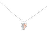 Bids.com 10K Rose Gold Plated Sterling Silver 1/5 Cttw Diamond Two-Tone Heart Pendant Necklace Necklaces White Smoke WhiteRose.Sterling Silver / 18