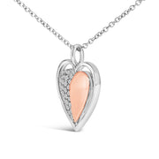 Bids.com 10K Rose Gold Plated Sterling Silver 1/5 Cttw Diamond Two-Tone Heart Pendant Necklace Necklaces White Smoke WhiteRose.Sterling Silver / 18