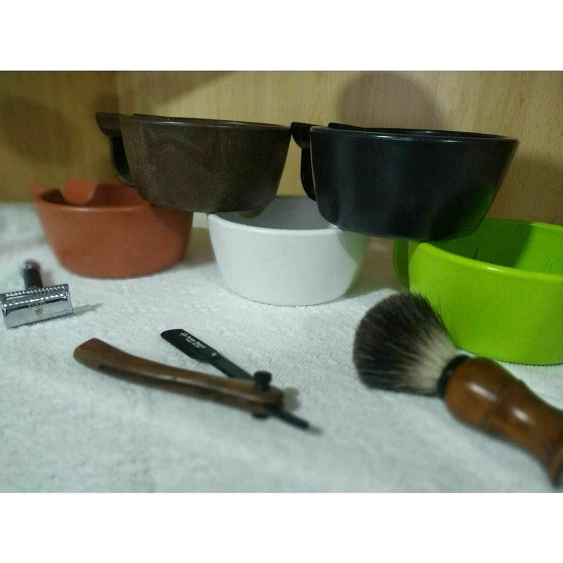 Pereira Shavery Pereira Shavery KIT: Green Unbreakable Bowl + Water Blossom With Activated Charcoal In Aluminum Dish Shaving Soap Shaving Kit Dark Olive Green