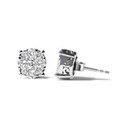 Bids.com 14K White Gold 2.00 Cttw Lab Grown Diamond Cluster Stud Earrings (G-H Color, VS1-VS2 Clarity) Earrings White Smoke White.Gold / 2