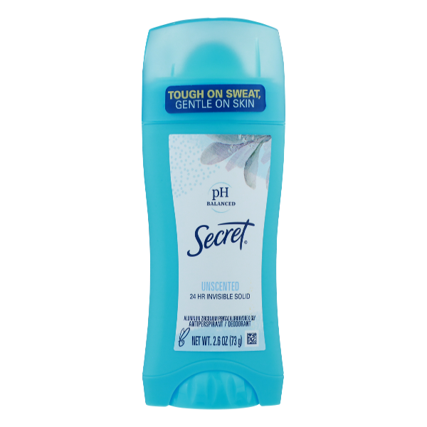 Secret Secret pH Balanced Unscented Invisible Solid Antiperspirant & Deodorant - 2.6oz Deodorant Light Gray