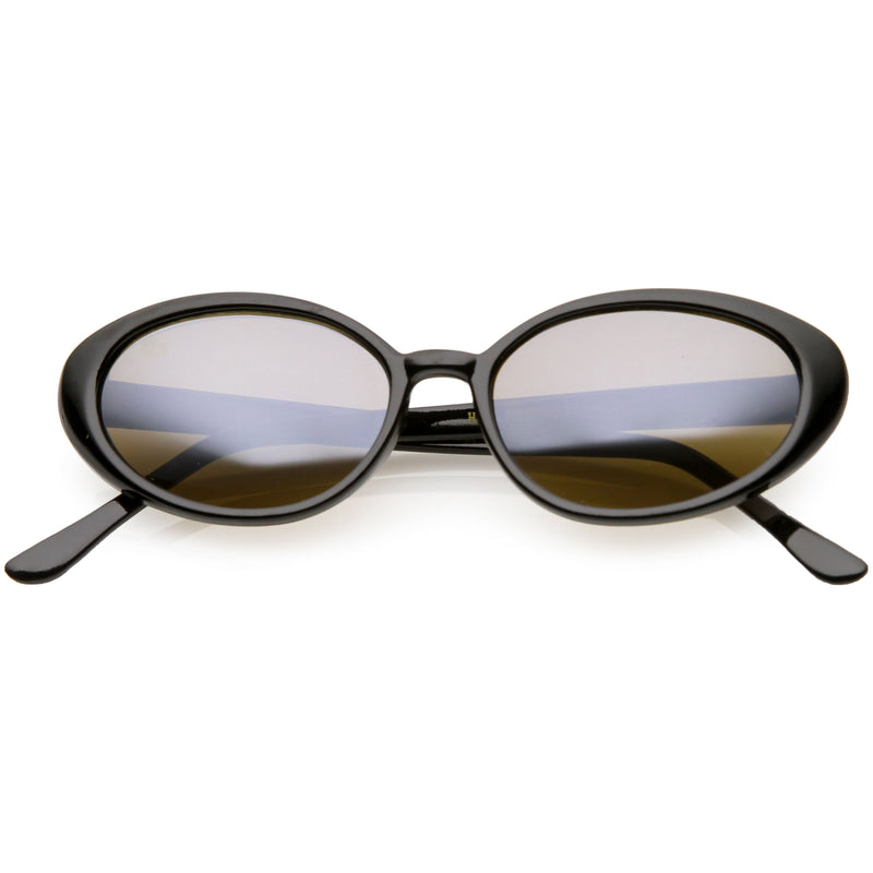 zeroUV Women's Retro True Vintage Round Oval Mirrored Lens Sunglasses C654 Sunglasses White Smoke Black Brown Mirror
