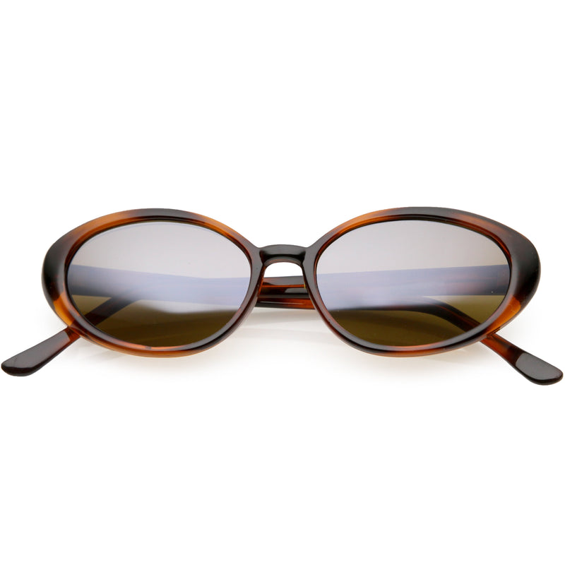zeroUV Women's Retro True Vintage Round Oval Mirrored Lens Sunglasses C654 Sunglasses White Smoke Tortoise Brown Mirror