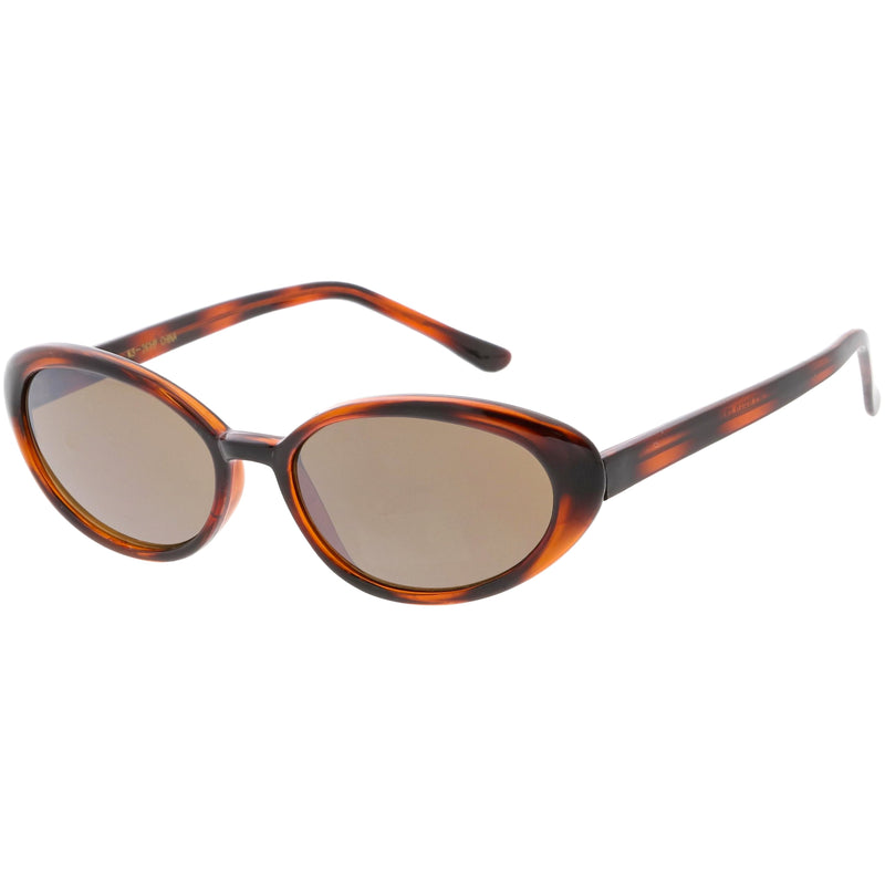 zeroUV Women's Retro True Vintage Round Oval Mirrored Lens Sunglasses C654 Sunglasses White Smoke Black Smoke Mirror,Tortoise Brown Mirror,Tortoise Smoke Mirror,Black Brown Mirror