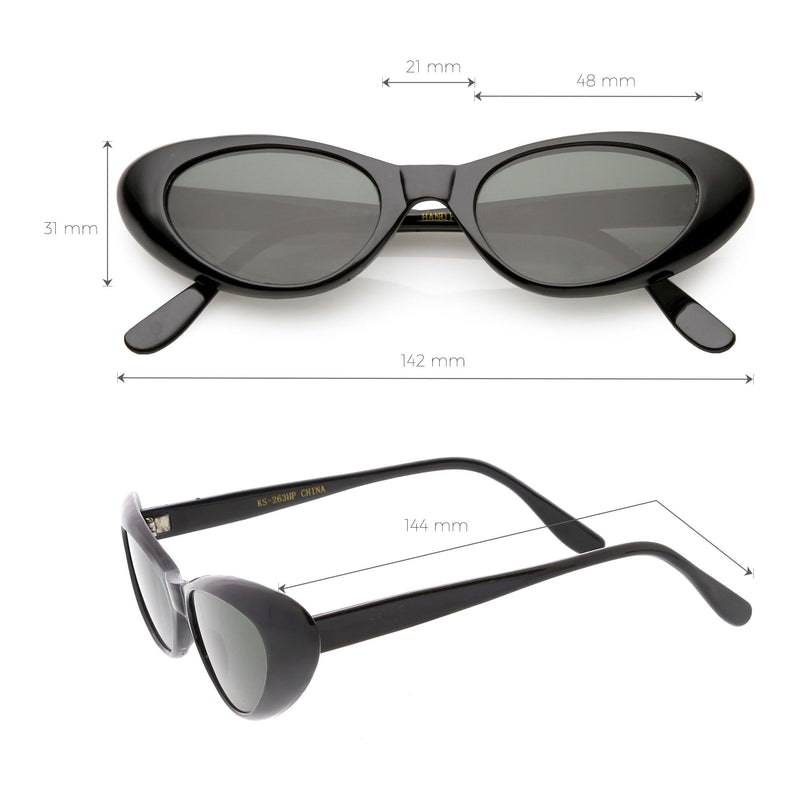 zeroUV Women's Small Retro True Vintage Cat Eye Sunglasses C661 Sunglasses White Smoke Black Smoke,Tortoise Smoke