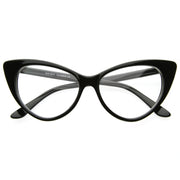 zeroUV 1950's Vintage Mod Fashion Cat Eye Clear Lens Glasses 8435 Glasses White Smoke Black