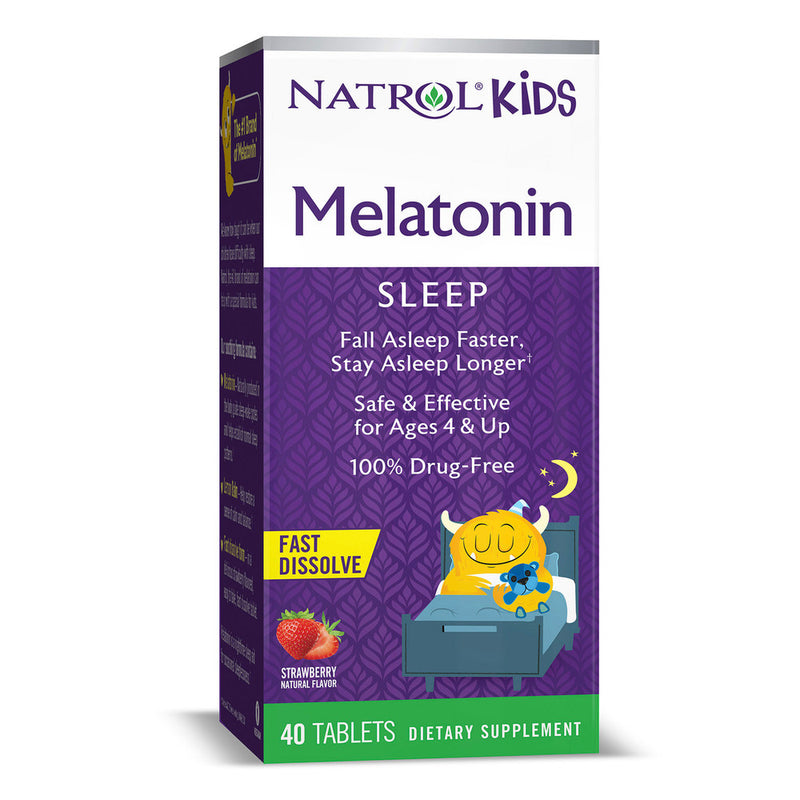 Natrol Kids Melatonin 1mg Fast Dissolve Tablets, Quick Dissolving Sleep Aid, 40 Count Sleeping Aids White Smoke
