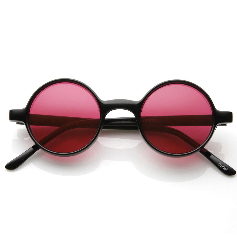 zeroUV Small Retro Round Lennon Style Color Lens Sunglasses 8631 Sunglasses White Smoke Red,Yellow,Green,Orange,Blue