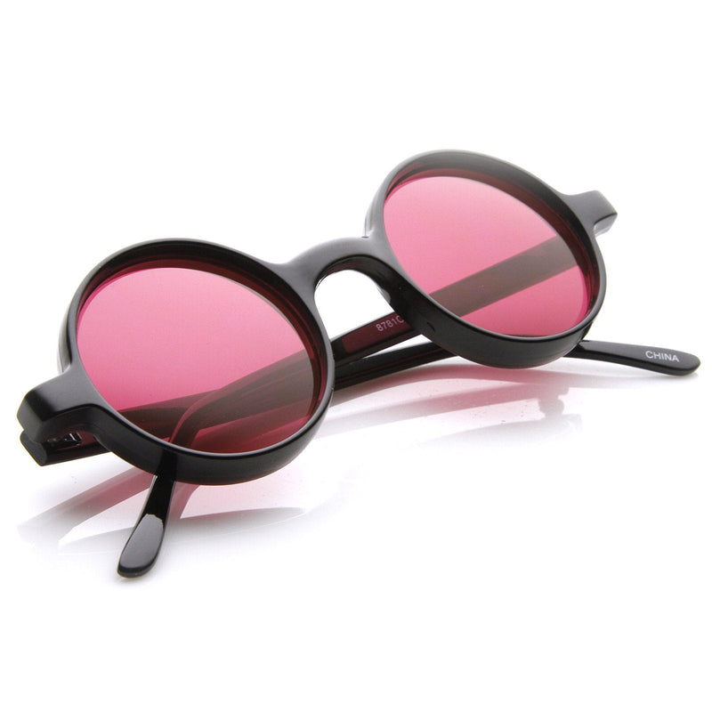 zeroUV Small Retro Round Lennon Style Color Lens Sunglasses 8631 Sunglasses White Smoke Red,Yellow,Green,Orange,Blue