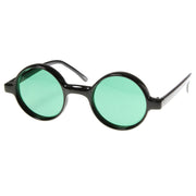zeroUV Small Retro Round Lennon Style Color Lens Sunglasses 8631 Sunglasses White Smoke Green