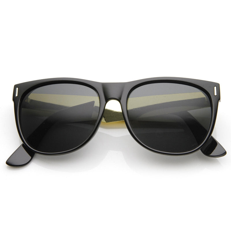 zeroUV Trendy Indie Hipster Super Retro Metal Arm Horned Rim Sunglasses 8687 Sunglasses Dark Slate Gray Shiny Black Gold Smoke,Tortoise Amber,Black Lavender,Matte Black Smoke,Matte Black Gunmetal Smoke,Shiny Black Gunmetal Smoke