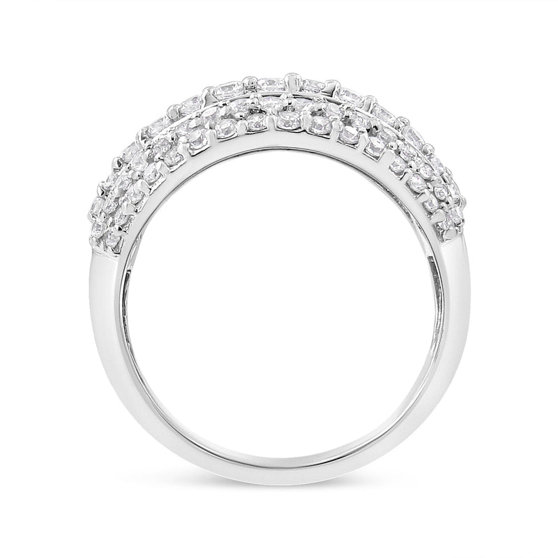 Bids.com .925 Sterling Silver 2.00 Cttw Round and Baguette-Cut Diamond Cluster Ring (H-I Color, I1-I2 Clarity) - Size 7 Rings White Smoke 7 / White.Sterling Silver,5 / White.Sterling Silver,8 / White.Sterling Silver,6 / White.Sterling Silver,9 / White.Sterling Silver