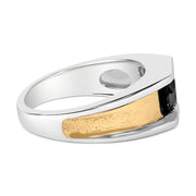 Bids.com Men's 14K Yellow Gold Plated Sterling Silver 1.0 Cttw Round Black Diamond Band Ring Rings White Smoke 10.5 / YellowWhiteBlack.Sterling Silver