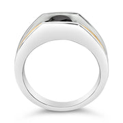 Bids.com Men's 14K Yellow Gold Plated Sterling Silver 1.0 Cttw Round Black Diamond Band Ring Rings White Smoke 10.5 / YellowWhiteBlack.Sterling Silver