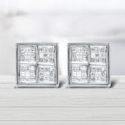 Bids.com 14K White Gold 1/2 Cttw Princess Diamond Composite Box Shape Milgrain Stud Earrings (H-I Color, SI1-SI2 Clarity) Earrings Light Gray White.Gold / 0.5