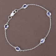 Bids.com 1.65 Carat Genuine Tanzanite .925 Sterling Silver Bracelet Bracelets Dim Gray size 7.00