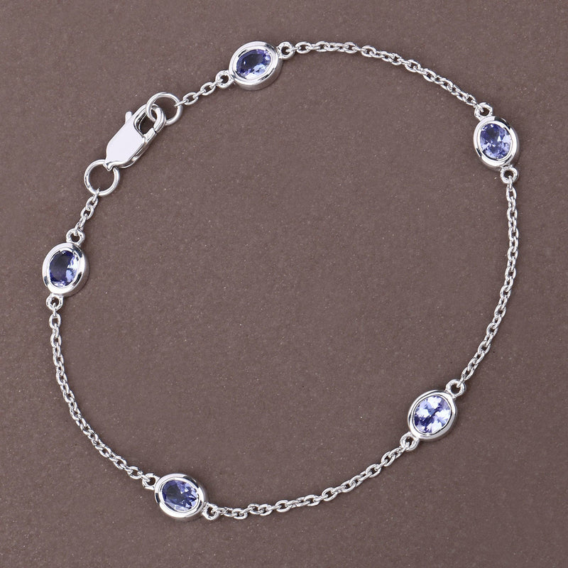 Bids.com 1.65 Carat Genuine Tanzanite .925 Sterling Silver Bracelet Bracelets Dim Gray size 7.00