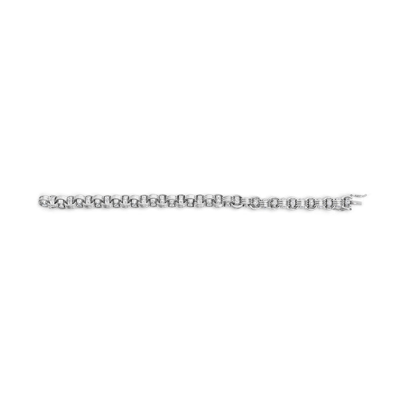 Bids.com 14K White Gold 1/2 Cttw Diamond Knotted Byzantine Link Bracelet (H-I Color, I2-I3 Clarity) - 7" Inches Bracelets Dark Gray White.Gold / 7