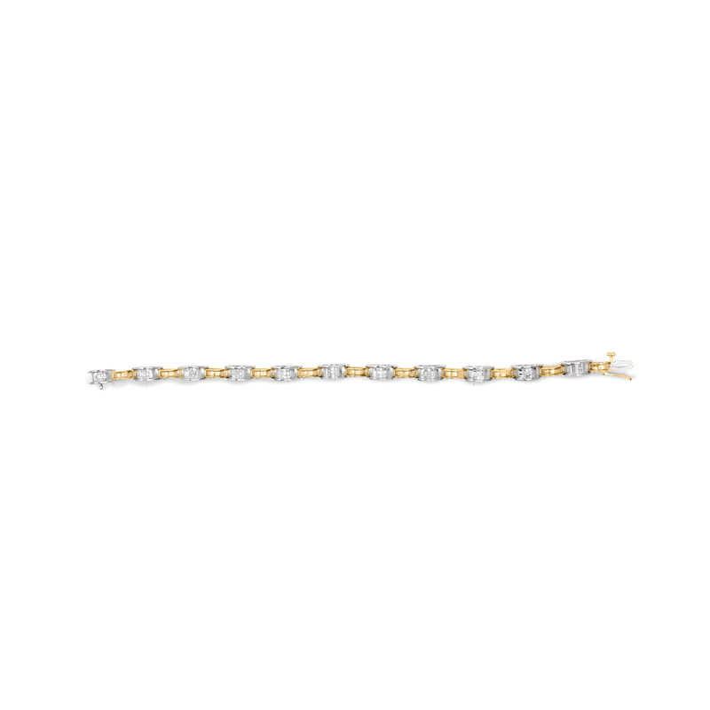Bids.com 14K Two-Tone Gold 1.00 Cttw Princess-Cut Diamond Chain Link 7" Bracelet (H-I Color, SI1-SI2 Clarity) Bracelets White Smoke YellowWhite.Gold / 7