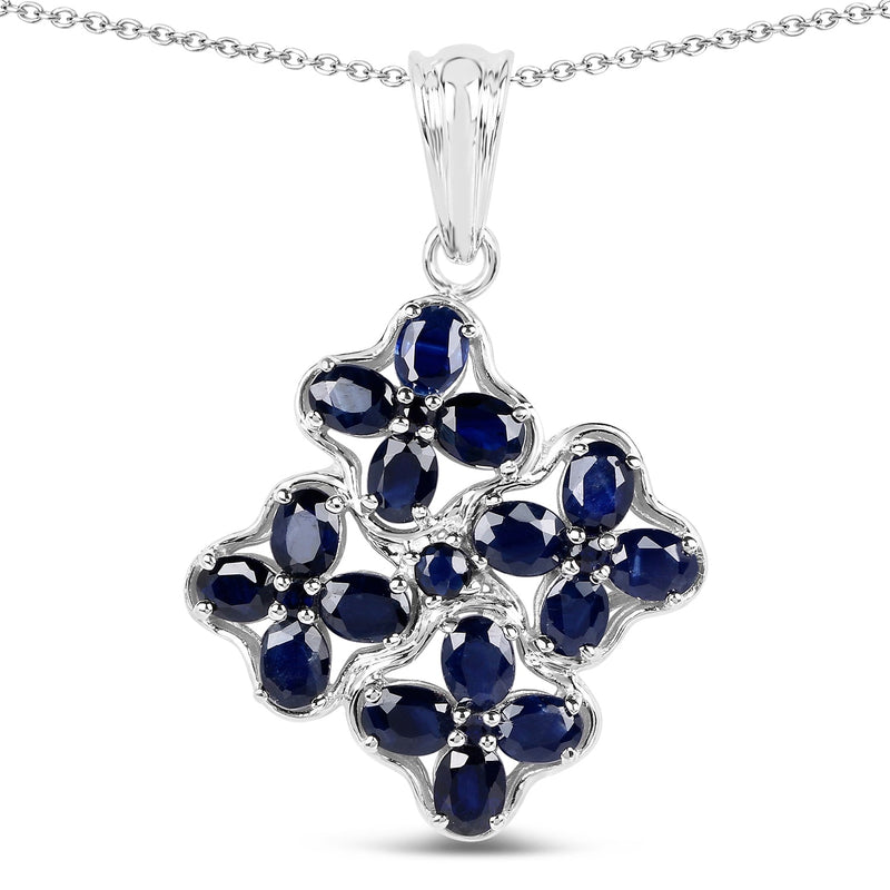 Bids.com 3.68 Carat Genuine Blue Sapphire .925 Sterling Silver Pendant Pendants White Smoke