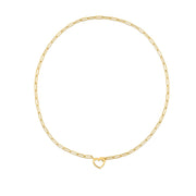Bids.com 14k Yellow Gold Heart Element Paperclip Necklace Necklaces White Smoke 18 / Yellow Gold