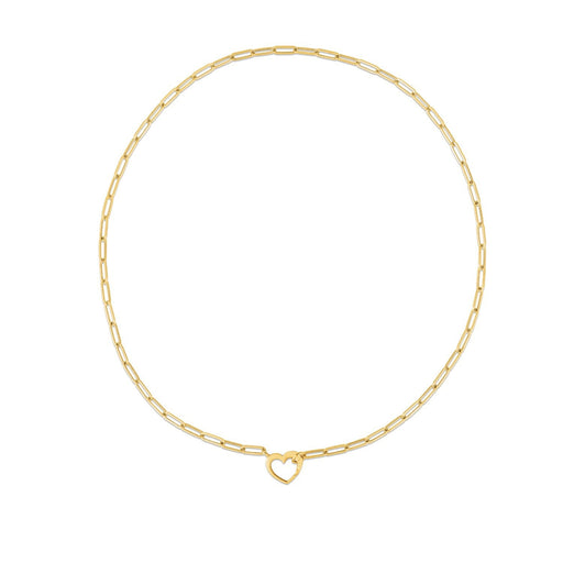 Bids.com 14k Yellow Gold Heart Element Paperclip Necklace Necklaces White Smoke 18 / Yellow Gold