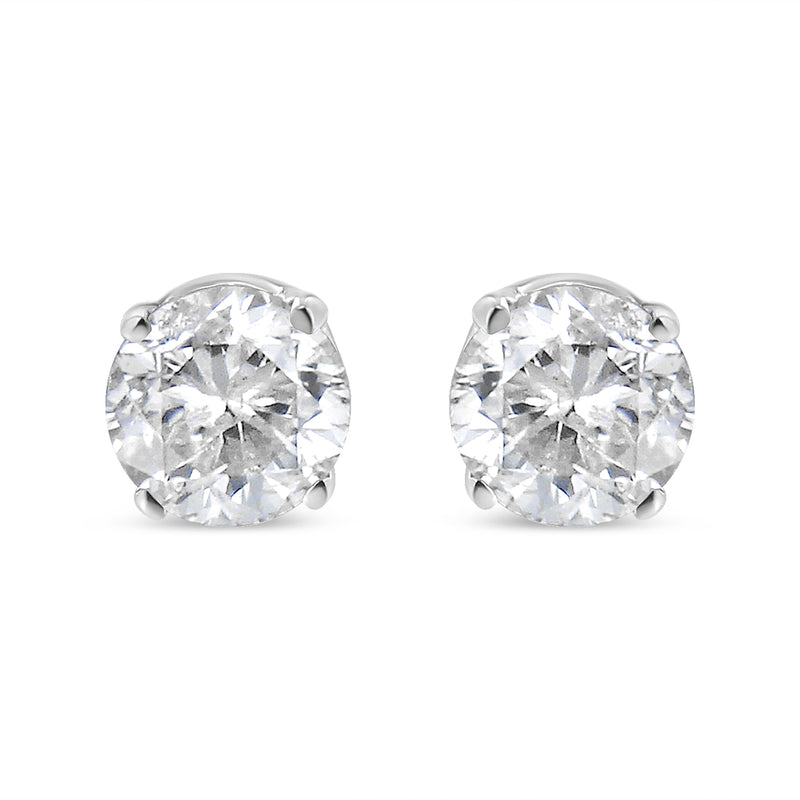 Bids.com 14K White Gold 1.0 Cttw 4-Prong Set Brilliant Round-Cut Solitaire Lab Grown Diamond Push Back Stud Earrings (E-F Color, VVS2-VS1 Clarity) Earrings White Smoke White.Gold / 1