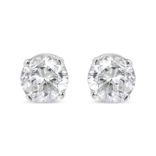 Bids.com 14K White Gold 1.0 Cttw 4-Prong Set Brilliant Round-Cut Solitaire Lab Grown Diamond Push Back Stud Earrings (E-F Color, VVS2-VS1 Clarity) Earrings White Smoke White.Gold / 1