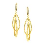 Bids.com 14k Yellow Gold Earrings with Shiny and Textured Teardrop Dangles Earrings White Smoke Yellow Gold