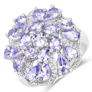 Bids.com 3.35 Carat Genuine Tanzanite .925 Sterling Silver Ring Rings White Smoke size 5.00,size 6.00,size 7.00,size 8.00,size 9.00,size 10.00