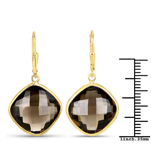 Bids.com 21.40 Carat Genuine Smoky Quartz .925 Sterling Silver Earrings Earrings White Smoke