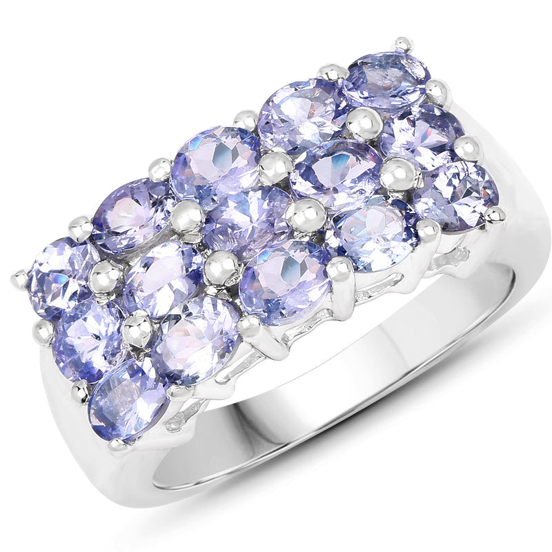 Bids.com 2.55 Carat Genuine Tanzanite .925 Sterling Silver Ring Rings White Smoke size 6.00,size 8.00,size 9.00,size 7.00,size 5.00,size 10.00