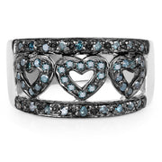 Bids.com 0.32 Carat Genuine Blue Diamond .925 Sterling Silver Ring Rings White Smoke size 6.00,size 7.00,size 8.00,size 9.00